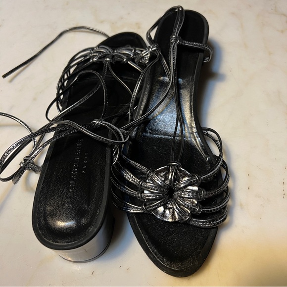 Robert Clergerie Paris Strappy Sandal 1 3/4” Heel Size 10.5B Metallic Blk/Gray - Picture 8 of 13